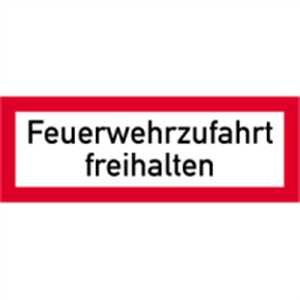 Schild Feuerwehrzufahrt freihalten gemäß DIN 4066, Alu 21 x 59,4cm (Brandschutzzeichen, Parkverbot) praxisbewährt, wetterfest
