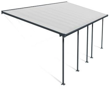 Canopia by Palram Terrassenüberdachung Alu Feria 3X7.30 Polycarbonat Hohlkammerplatten Pergola 730 x 300 cm Grau zur Überdachung ihrer Terrasse