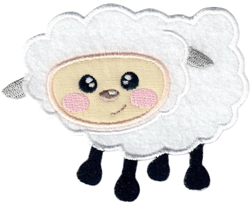 PatchMommy Schaf Aufnäher zum Aufbügeln für Kinder, 7 x 9 cm | Gesticktes Bügelbild, Patch & Applikation für Baby- und Kinderkleidung & Rucksäcke – zum Aufbügeln oder Aufnähen