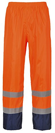 Portwest H444 Pantalone Classic Anti Pioggia Alta Visibilità, Bicolore, Arancione/Navy, XXL