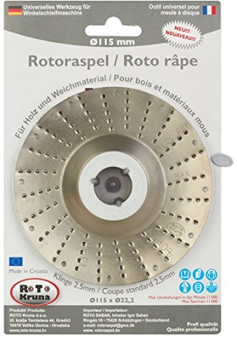 Rotoraspel Ø 115 mm (Klinge 2,5; Grob) Schleifscheibe 115x22mm für Holz,Kunststoff,Gummi