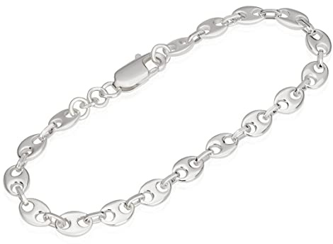 NKlaus Armband Kaffeebohne, 925er Sterlingsilber, 18cm x 5,60mm, 1 Stück | Herren; Breite: 5,50mm; Gewicht: 18cm; 7,5gr