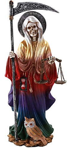 Pacific Giftware Santa Muerte Saint of Holy Death stående religiös staty 25 cm sju krafter (regnbåge)