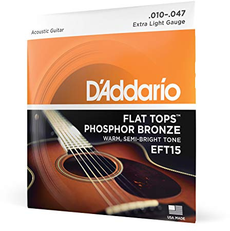 D'Addario Gitarrsträngar västerländsk gitarr | gitarrsträngar akustisk gitarr | EFT15 fosfor brons strängsats 0,025 cm – 0,12 cm (.010 – .047 tum)