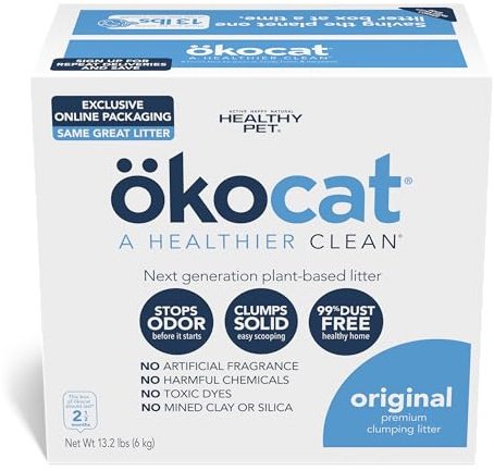 ÖKOCAT Litière pour Chat en Bois Naturel, 6 kg, agglomérante (l'emballage Peut Varier), Bleu