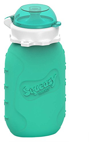 Squeasy Snacker (Aqua), 160 ml, Silikon, wiederverwendbar, für Kompott und Pürees, frei von BPA, PVC und Phthalaten