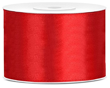PartyDeco Satinband rot 50mm 25m Geburtstag Weihnachten Valentinstag Hochzeit Party Familientreffen Textilmaterial