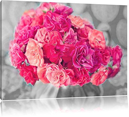 belles roses sauvages bouquet noir / blanc Taille: 100x70 sur toile, énorme XXL Photos complètement encadrée avec civière, art impression sur murale avec cadre, moins cher que la peinture ou la peinture à l'huile, aucune affiche ou un poster