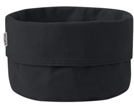 Stelton Brottasche - 100% OEKO-TEX Baumwolle - Faltbar - Maschinenwaschbar - Als Brotaufbewahrung oder als Tischbrotkorb vielseitig einsetzbar, Design von Klaus Rath, Schwarz/Schwarz