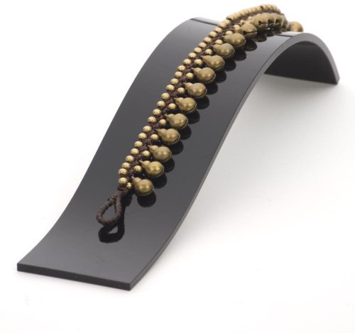 81stgeneration Fußkettchen aus Goldfarbenem Messing mit Baumelnden Glöckchen und Kugelperlen | Fußkettchen im Indischen Stil aus Kordel | Fußschmuck für Damen | Zigeunerperlen-fußkettchen