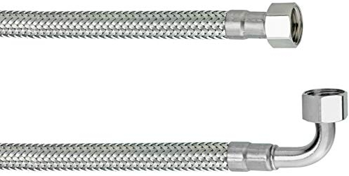 Cornat Tubo flessibile di collegamento – 200 mm di lunghezza – 3/8 pollici IG, 3/8 pollici IG – intreccio in acciaio inox di alta qualità/tubo di collegamento per sciacquone/tubo flessibile /