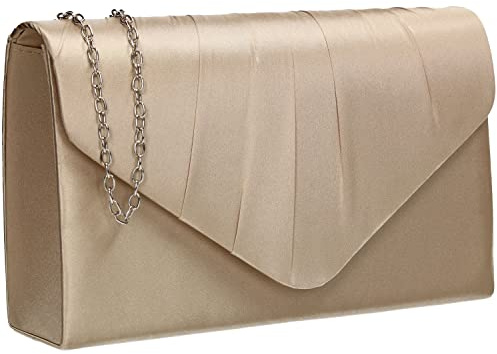 SwankySwans Chantel Damen Satin Clutch, Gold, S, Elegant