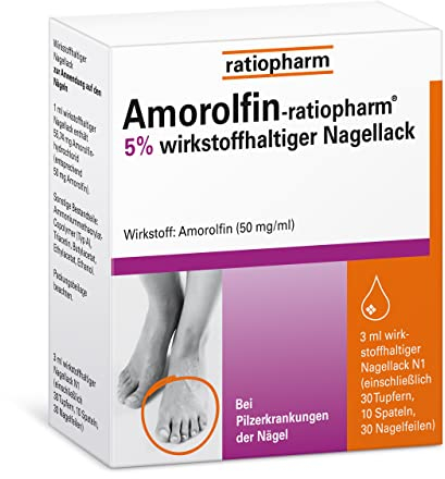 Amorolfin-ratiopharm 5% wirkstoffhaltiger Nagellack: Effektive Behandlung bei Nagelpilzinfektionen – einfache Anwendung nur einmal pro Woche, 3 ml Lösung