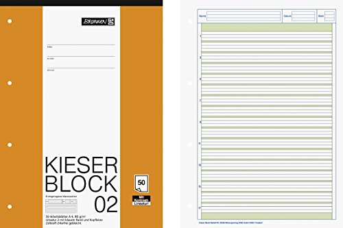 Brunnen Kieserblock A4, Lineatur 02 liniert mit Kontrast, gelocht