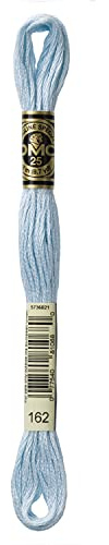 DMC 117–162 Mouline randig bomull sex strand sticktwist gänga, ljusblå, 8,7 meter