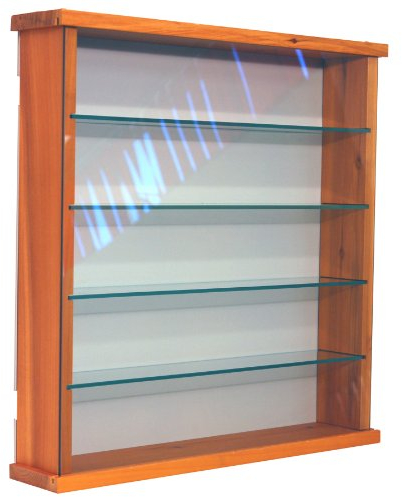 WATSONS EXHIBIT - Solid Wood 4 Shelf Glass Wall Display Cabinet - Natural Pine