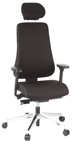 hjh OFFICE 608400 Profi Bürostuhl PRO-TEC 400 Stoff Schwarz Drehstuhl ergonomisch, bis 150kg belastbar, hohe Rückenlehne