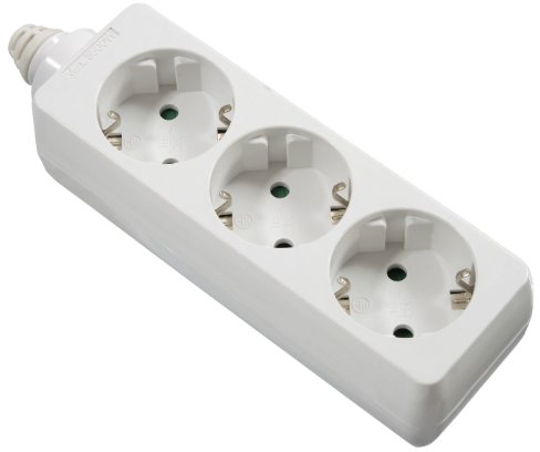 as - Schwabe Regleta de alimentación de 3 vías, máx. 3500 W, apta para montaje en pared, atornillada, sin línea de alimentación, con mayor protección de contacto, 230 V, 16 A, blanca, 11731