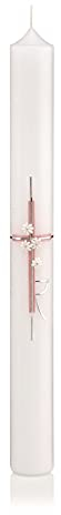 Wiedemann – 167114.016 Bautizo De Comunión De Confirmación Vela, Cera, Color Rosa, 40 x 4 cm