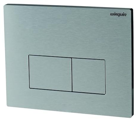 Wirquin 55720351 Plaque de Déclenchement Design Grise | Aluminium brossé, double chasse, économie d'eau, installation facile, fabriqué en France