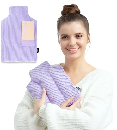 Zhu-Zhu Lavender Hot Bottle - Microwave Wheat Bag for Pain Relief Heat Therapy, Wheat Bags Microwavable Heat Pad, Hot Water Bottle Alternative, Soothing Aroma, Ideal for Period Pain & Relaxation Lilac