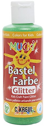 Kreul MUCKI Bastelfarbe mit grünem Glitzer, 80 ml