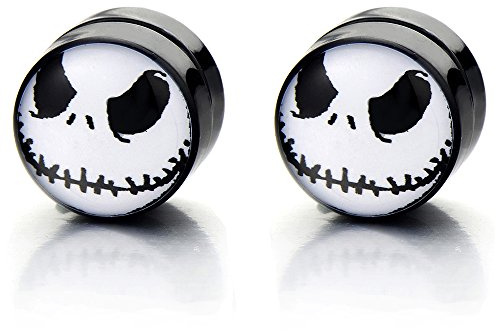 10MM Alieno Magnetico Nero Cerchio Orecchini da Uomo Donna, Click-on Fake Piercing, Finto Dilatatore Fake Plug, 1 Paio