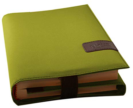 BookSKIN Buch Einband (Größenverstellbar) in Lind-Grün mit Lesezeichen: Mikrofaser Buch-Schutz-Hülle für verschiedene Buchgrößen: schützende Buchhülle aus Mikrofaser mit integriertem Lesezeichen