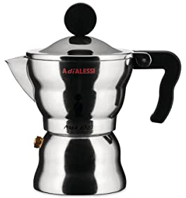 Alessi AAM33 / 6 Moka Espressomaschine aus Aluminiumguss, Griff und Kunststoffknopf, schwarz, 6 Tasse