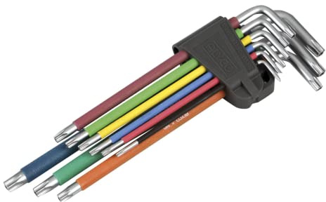 Alyco 193148 - Juego 9 llaves Torx de bola-diamante imantadas extralargas Cr-V S2 en soporte plastico 1,5 a 10