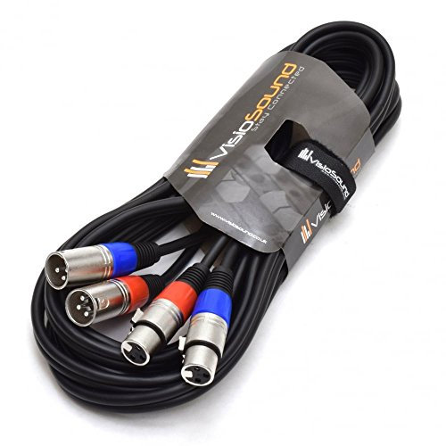 VisioSound 2 x Male XLR to 2 x Female XLR Balanced Microphone Twin Lead/Audio Patch Cable 5m