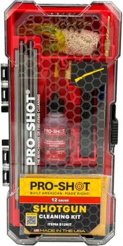 Pro-Shot 12 Gauge Shotgun Cleaning Kit – Complete Bore Cleaning Set | Premium Stainless Rods, Wool Mop, Brass Jag, Bore Brush, Patches, CLP & Grease – Made in USA