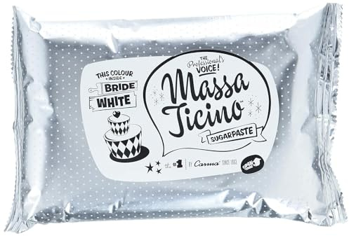 Massa Ticino weiß, 1kg | Hochwertige Zuckermasse für dekorative Kuchen, Perfekte Modellierungen, Dekorationen, für Profi- und Hobbybäcker mit Genuss