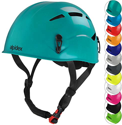 ALPIDEX Kletterhelm | Norm EN 12492 Kletterausrüstung Hartschalenhelm | Universal Passend | Robust | Klettersteighelm | Jugendliche | Erwachsene, Farbe:Turquoise Green