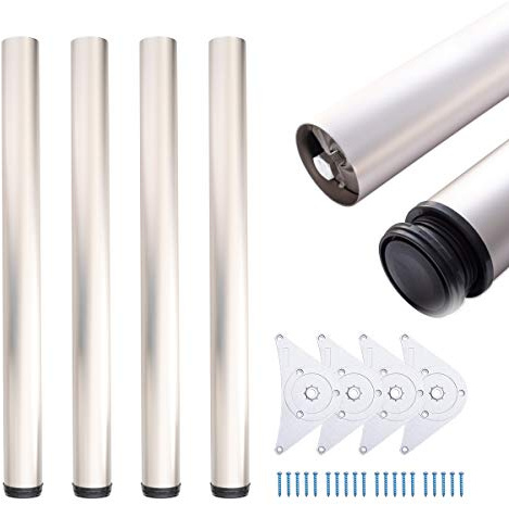 sossai® Premium Tischbeine TBS | höhenverstellbar | Design: Satin | 4 Stück | Höhe: 110 cm (1100 mm) einstellbar +2cm | Montagezubehör inklusive