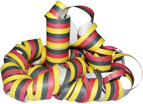 Unbekannt Heku - Luftschlangen Deutschland, 3 Rollen, 4 Meter, Schwarz Rot Gold, Papier, Partydekoration