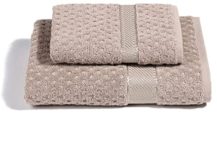 Caleffi – Juego de Toallas Baño 100% Algodón – Set 2 Piezas: 1 Toalla Lavabo 50x100 cm + 1 Toalla Invitado 40x60 cm – Suaves, Absorbentes y Lavables - Toallas Baño Completo - Ducha