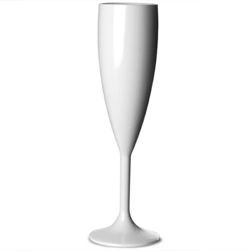 BB Plastics Elite Premium Polycarbonate Champagne Flute White 7oz / 200ml, Single