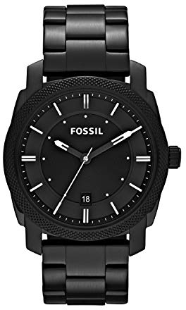 Fossil Machine uhr für Herren, Quarzwerk mit Edelstahl- oder Lederarmband, Schwarz, 42MM