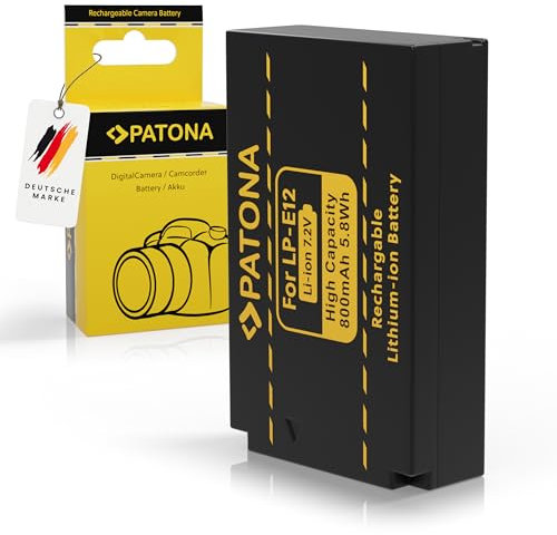 PATONA LP-E12 Batteria 800mAh compatibile con Canon EOS 100D Rebel SL1 EOS M M2 M10 M50 M100 M200 2 10 50 100 200 PowerShot SX70 SX-70 SX 70 HS Battery Pack LPE12 LP E12 LPE-12