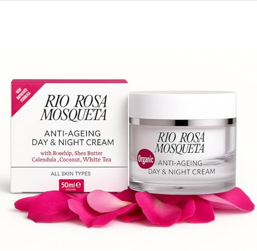 Face Cream - Moisturiser Face Men Women, Day & Night Cream with Rosehip Seed Oil, Shea Butter, Coconut Oil, Aloe Vera, Red Algae, Vegan, Non-Greasy, 50ml Face Moisturiser