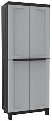 Terry, Twist Black 3680, Armadio da Esterno Interno a 2 Ante, Divisorio Verticale e 3 Ripiani. Materiale: Plastica, Dimensioni: 68x39x170 cm