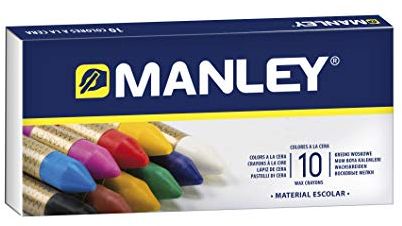 Manley Wachsmalstifte 10 Einheiten | Professionelle Wachsmalstifte | Weiche Wachsmalstifte im Etui | Mischbare Farben | Farblich sortiert