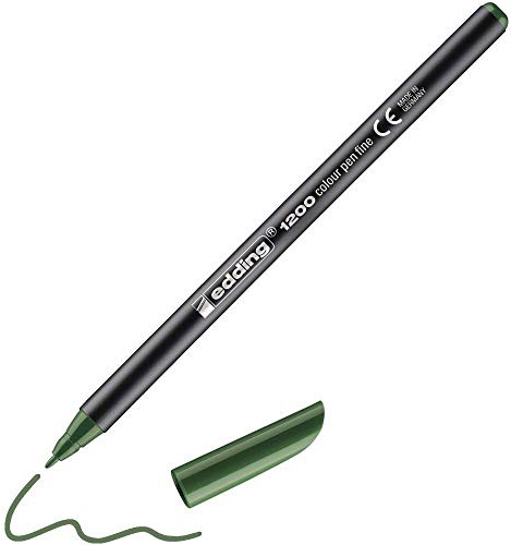 edding 1200Fasermaler fein - oliv-grün - 1 Stift - Rundspitze 1 mm - Filzstift zum Zeichnen und Schreiben - für Schule, Mandala