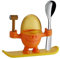 WMF McEgg Eierbecher mit Löffel, lustiger Eierbecher Kinder, Kunststoff, Cromargan Edelstahl poliert, spülmaschinengeeignet, orange