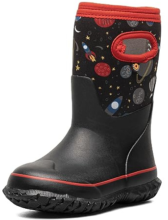 BOGS Grasp Kids Waterproof Insulated All Weather Rain Boots Mud Boots I For Snow, Rain, Winter, Mud and Cold Weather for Toddlers, Girls, Boys, Unisex - Space Black Multi - 5 Big Kid