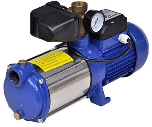 vidaXL Pompe à Jet avec Manomètre 1300 W 5100 L/h Pompe à Eau de Surface Pompe de Jardin d'Arrosage Irrigation Arrière-cour Extérieur Bleu