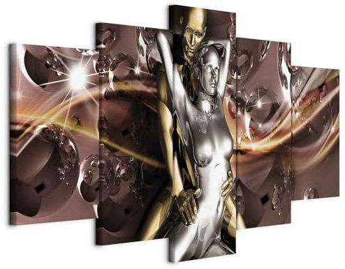 B&D XXL - Leinwandbild Abstrakt Liebe Love, 100x50 cm, 5-teilig, Wohnzimmer | Hochwertige Leinwand, sofort aufhängbar, ideal fürs Wohn- oder Schlafzimmer, wasserfest und lichtecht, langlebig, stilvoll