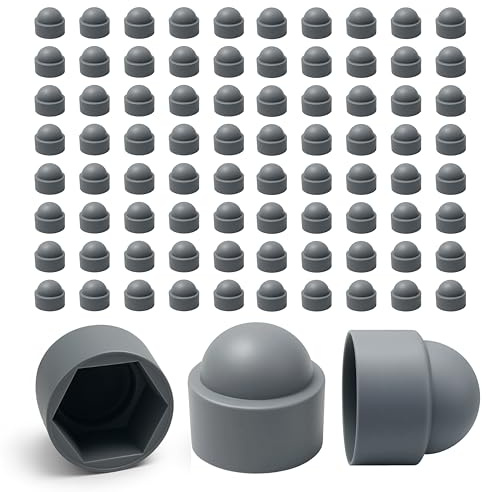 Ajile - 100 pezzi - Cappucci copri-dado M8, chiave di 13 mm, plastica Grigia - FAH313-L