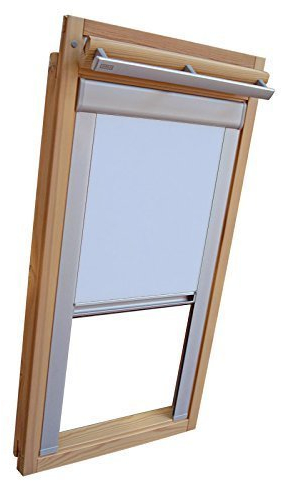 Hochwertiges Verdunkelungsrollo Rollo mit Seitenschienen für Velux DKL/DKU-EP GGU,GPU,GHU,GTU SK08 hellblau // Verdunkelungsrollo/Verdunkelungs-Rollo/Fensterrollo
